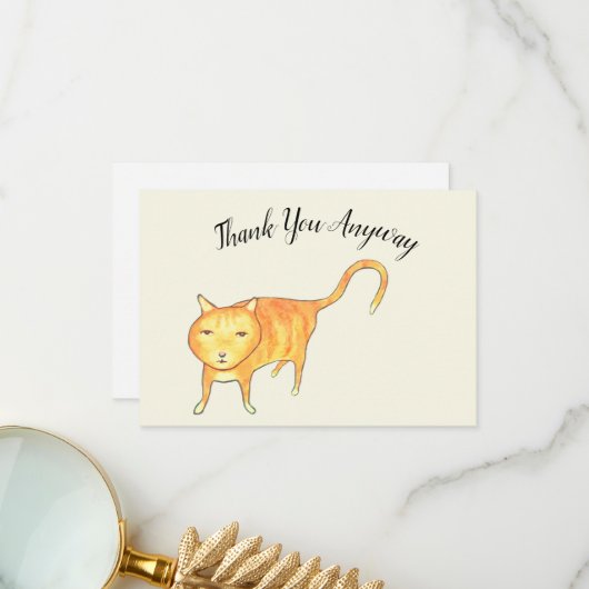 'Thank You Anyway' Apathetic Cat Dankeskarte (Vorderseite/Rückseite Beispiel)