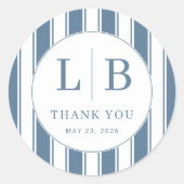 "THANK YOU" Appreciative Blue Striped Serif Runder Aufkleber (Vorderseite)