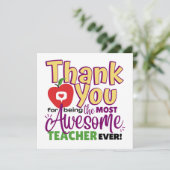 Thank You Awesome Teacher Card Karte (Stehend Vorderseite)