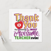Thank You Awesome Teacher Card Karte (Vorderseite/Rückseite Beispiel)