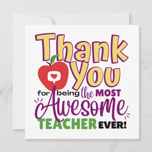 Thank You Awesome Teacher Card Karte (Vorderseite)
