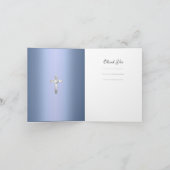 Thank You Baby Christening Baptism Boy Blue Silver Dankeskarte (Innenseite)