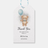 Thank you Baby Shower for Boy Blue Balloon Bear Geschenkanhänger (Vorderseite)
