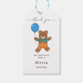 Thank you Baby Shower for Boy Blue Balloon Bear Geschenkanhänger (Vorderseite)
