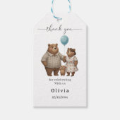 Thank you Baby Shower for Boy Blue Balloon Bear Geschenkanhänger (Vorderseite)