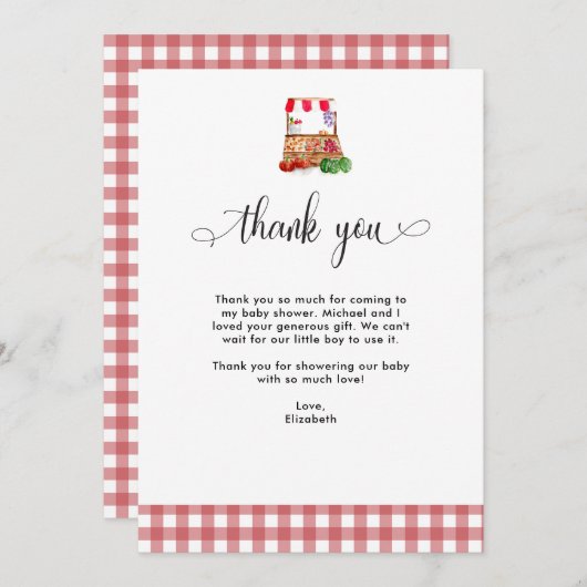 Thank you Baby Shower Locally Grown Farm Market Dankeskarte (Vorne/Hinten)
