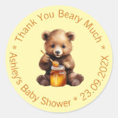 Thank You Beary Much Cute Bear Baby Shower  Runder Aufkleber (Vorderseite)