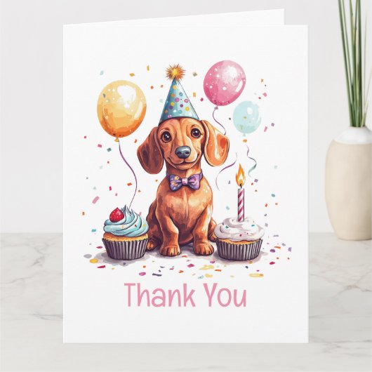 Thank You Birthday Dachshund Dog Dankeskarte (Vorderseite)