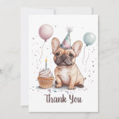 Thank You Birthday French Bulldog Dankeskarte (Vorderseite)
