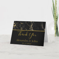 Thank You Black and Gold Elegant Marble