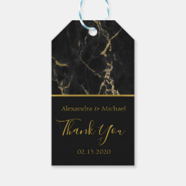 Thank You Black and Gold Elegant Marble Geschenkanhänger