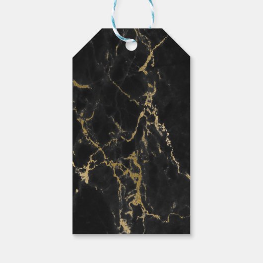 Thank You Black and Gold Elegant Marble Geschenkanhänger (Rückseite)