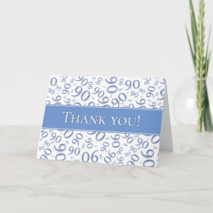 "Thank you!" Blue and White Number 90 Pattern Dankeskarte