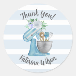 Thank You Blue Flower Mixer Small Bakery Runder Aufkleber