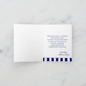 Thank You Blue Nautical stripe & faux white ribbon Dankeskarte (Innenseite)