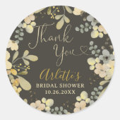 Thank you boho floral autumn chic bridal shower runder aufkleber (Vorderseite)