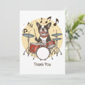 Thank You Boston Terrier Dog Playing Drums Dankeskarte (Stehend Vorderseite)