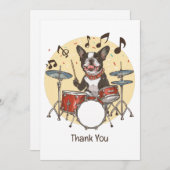 Thank You Boston Terrier Dog Playing Drums Dankeskarte (Vorne/Hinten)