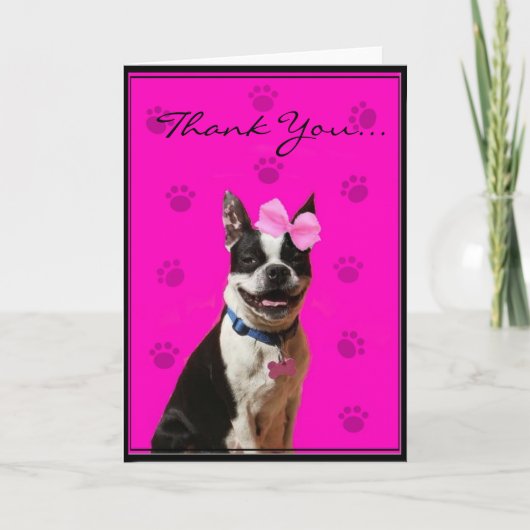 Thank You Boston Terrier Greeting Card Dankeskarte (Vorderseite)