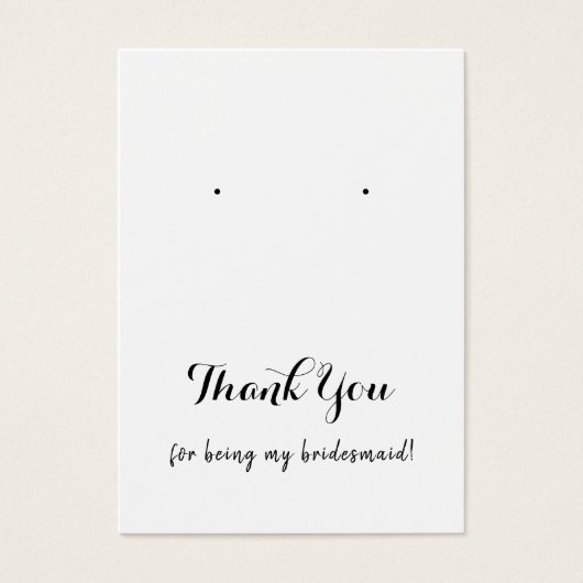Thank You Bridesmaid Earring Display Cards (Vorderseite)