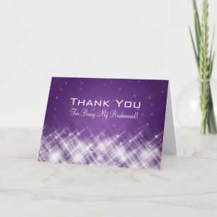 Thank You Bridesmaid Glamorous Sparks Purple Dankeskarte