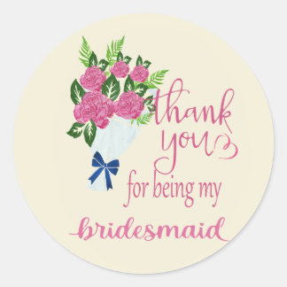 Thank you bridesmaid runder aufkleber
