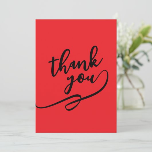 Thank You Bright Red Classical Unique Simple Card Dankeskarte (Stehend Vorderseite)