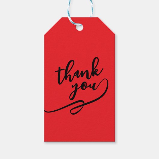 Thank You Bright Red Classical Unique Simple Geschenkanhänger (Vorderseite)