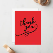 Thank You Bright Red Classical Unique Simple Mitteilungskarte (Vorderseite/Rückseite Beispiel)