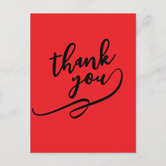 Thank You Bright Red Classical Unique Simple Postkarte (Vorderseite)