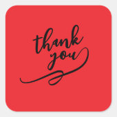 Thank You Bright Red Classical Unique Simple Quadratischer Aufkleber (Vorderseite)