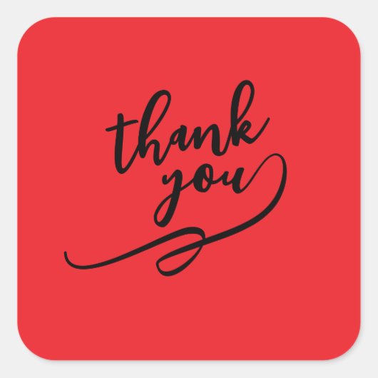 Thank You Bright Red Classical Unique Simple Quadratischer Aufkleber (Vorderseite)
