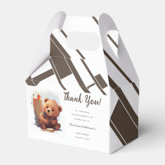 Thank You Brown Rustic Cub Bear Baby Shower Geschenkschachtel