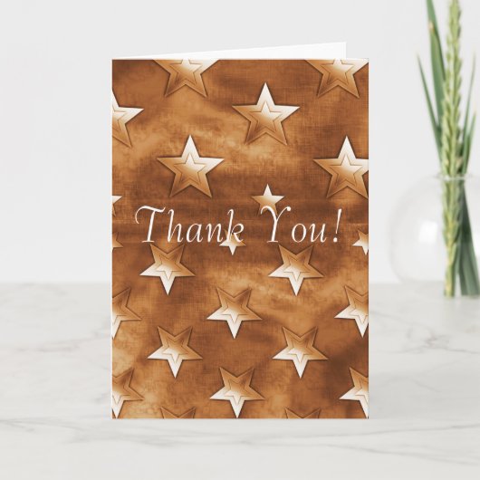 Thank You Brown Stars greeting Card Dankeskarte (Vorderseite)