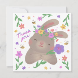 Thank You: Bunny with Flowers Einladung