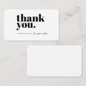 Thank You Business Card Plain Simple Gratitude Visitenkarte (Vorne/Hinten)