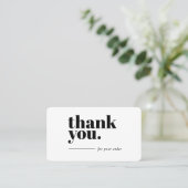 Thank You Business Card Plain Simple Gratitude Visitenkarte (Stehend Vorderseite)