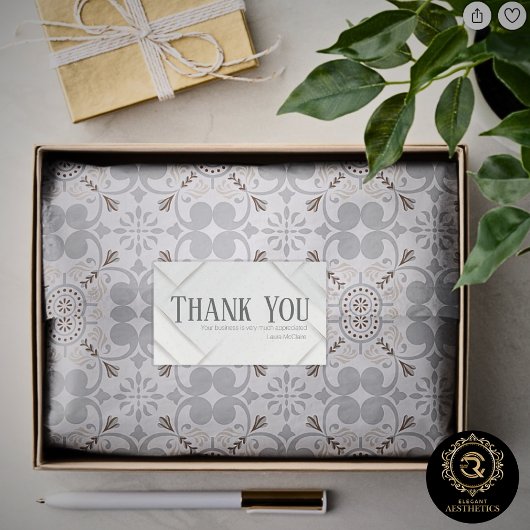 Thank You Business Sticker Silver Gray & Platinum