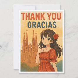 Thank You Card - Anime Girl in Spain Dankeskarte