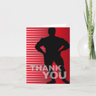 Thank You Card Bodybuilder Red Stripe Dankeskarte