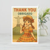 Thank You Card - Brazil Festa Junina Anime Girl Dankeskarte (Stehend Vorderseite)