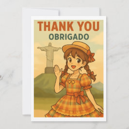 Thank You Card - Brazil Festa Junina Anime Girl Dankeskarte