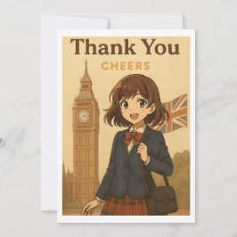 Thank You Card - British Anime Schoolgirl Dankeskarte