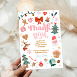  Thank You Card Christmas Birthday Pink Holidays Einladung