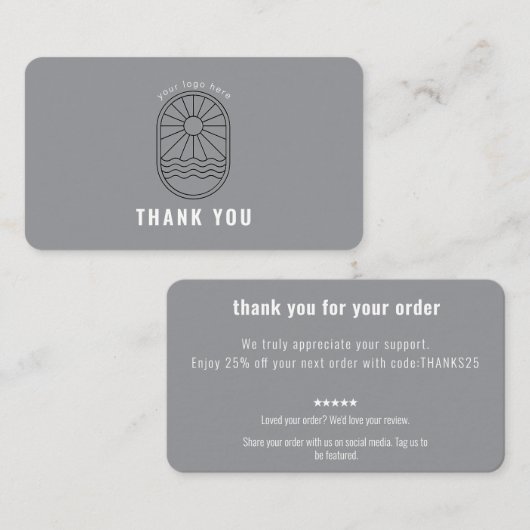 Thank You Card Discount Code Review Logo Business Visitenkarte (Vorne/Hinten)