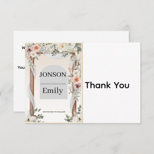Thank You Card Elegant Wedding Dankeskarte (Vorne/Hinten)