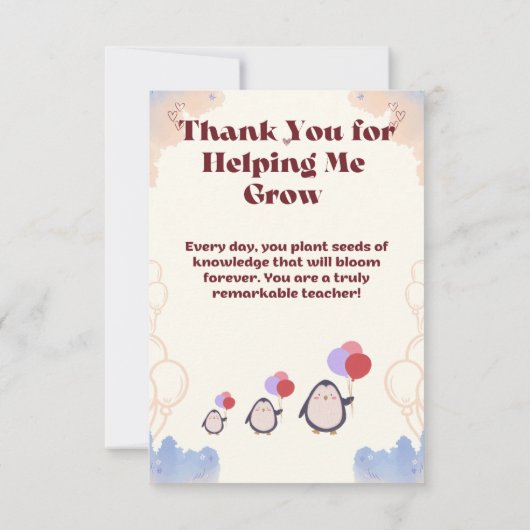 Thank you card for teachers. dankeskarte (Rückseite)