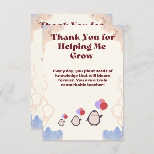 Thank you card for teachers. dankeskarte (Vorne/Hinten)