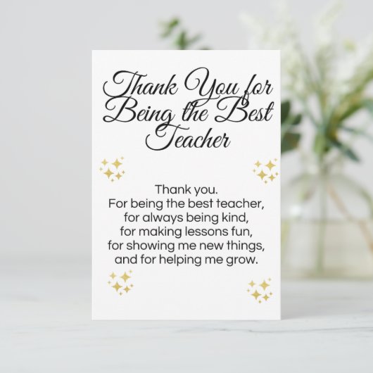 Thank you card for teachers dankeskarte (Stehend Vorderseite)