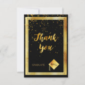 Thank you card graduation black gold confetti dankeskarte (Vorderseite)
